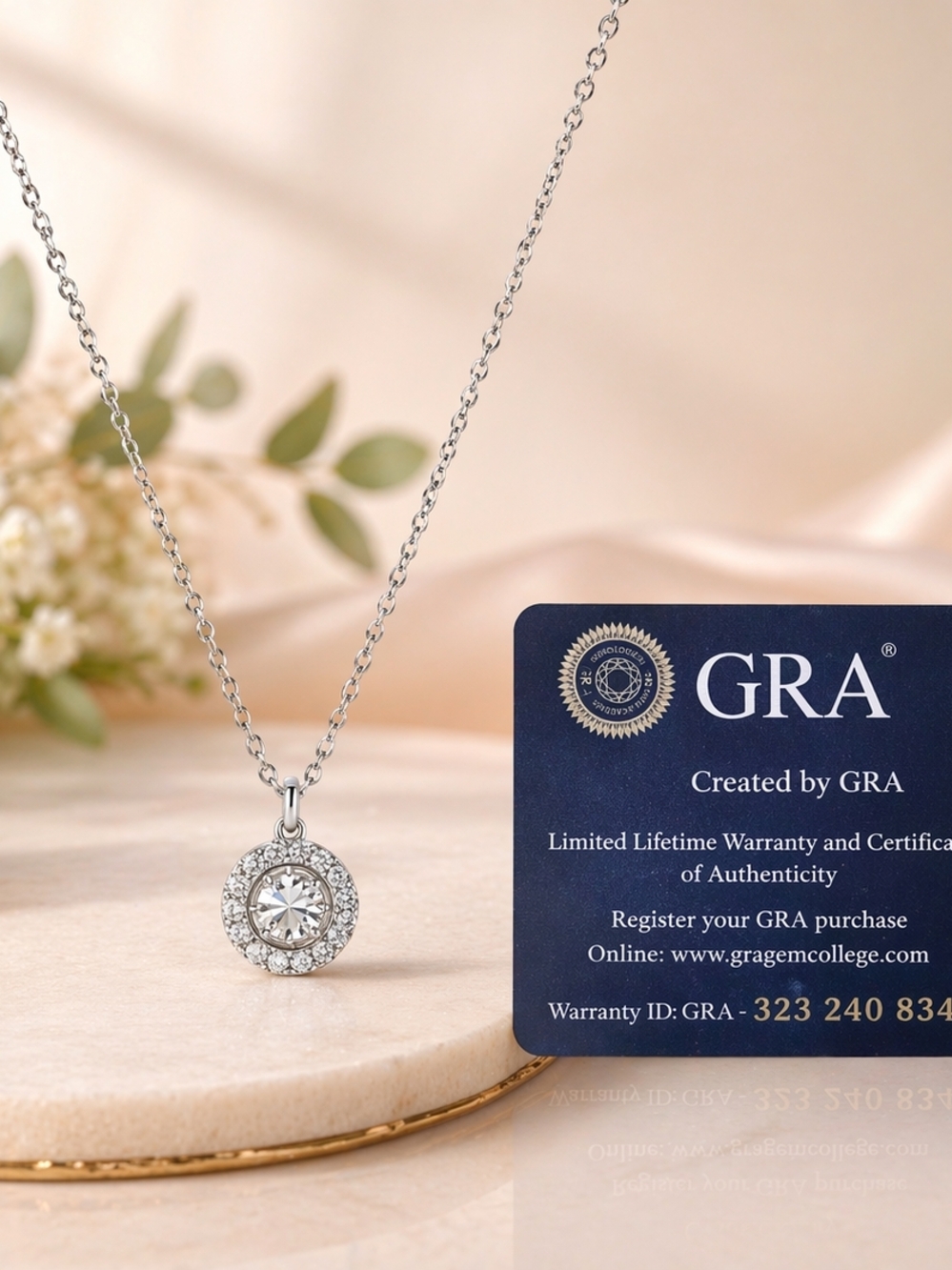 ✨️Moissanite Halo Pendant Necklace 18” w/ GRA Certificate ✨